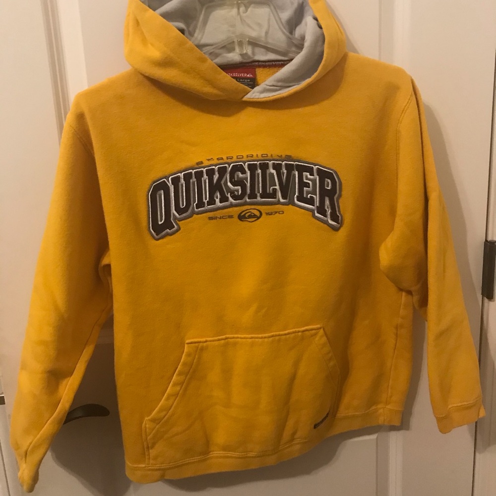Yellow Quicksilver hoodie. Boys size Large. Used